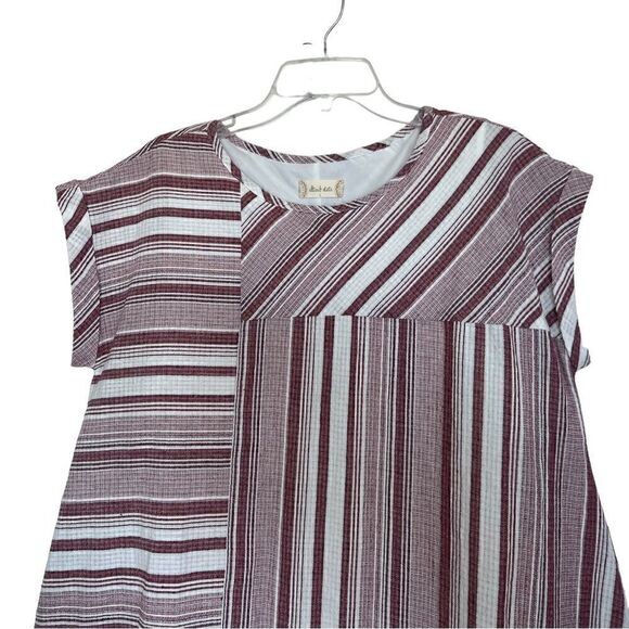 Altar’d State Maroon/White Striped Peasant A-Line Dress Size Large - Picture 3 of 8